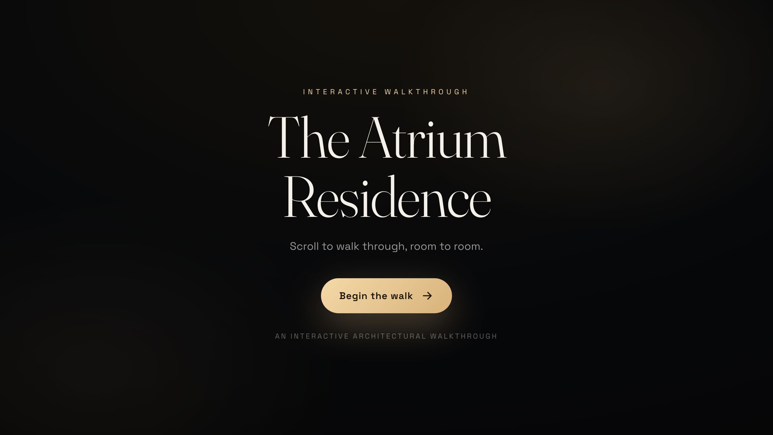 The architecture walkthrough landing screen