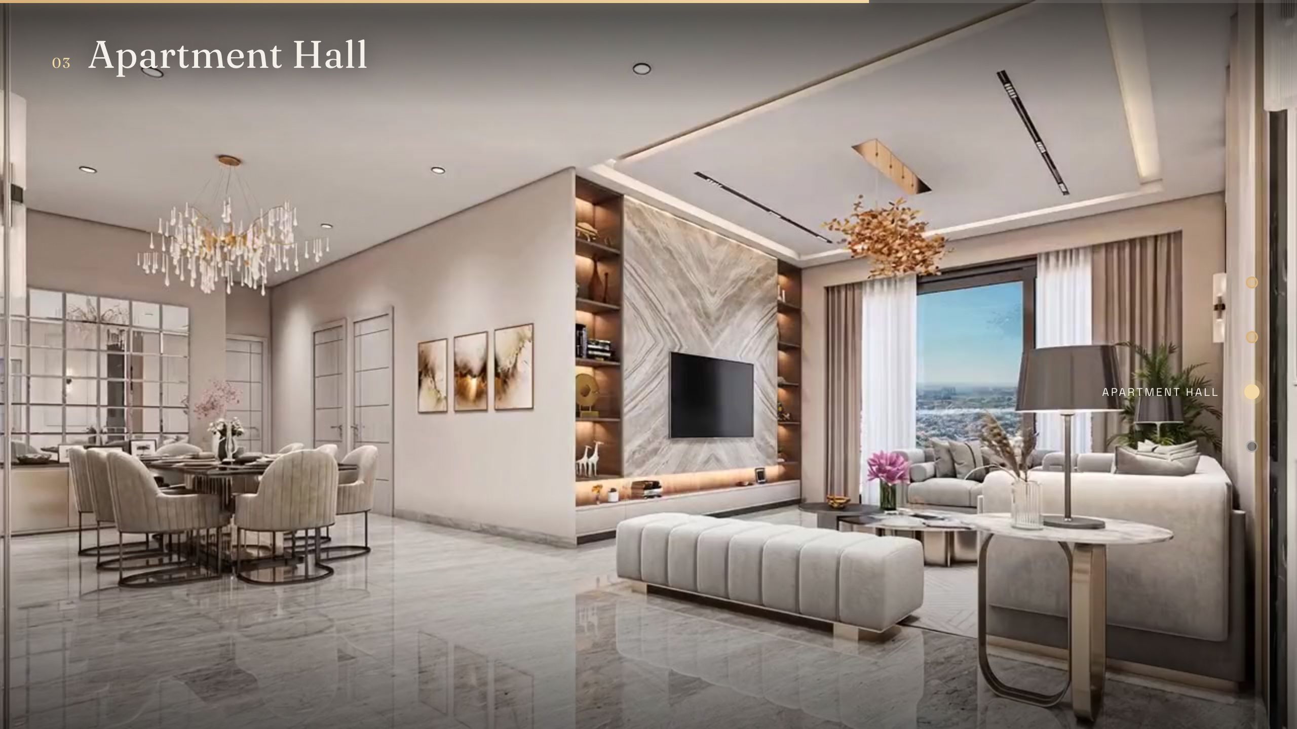 The living and dining space